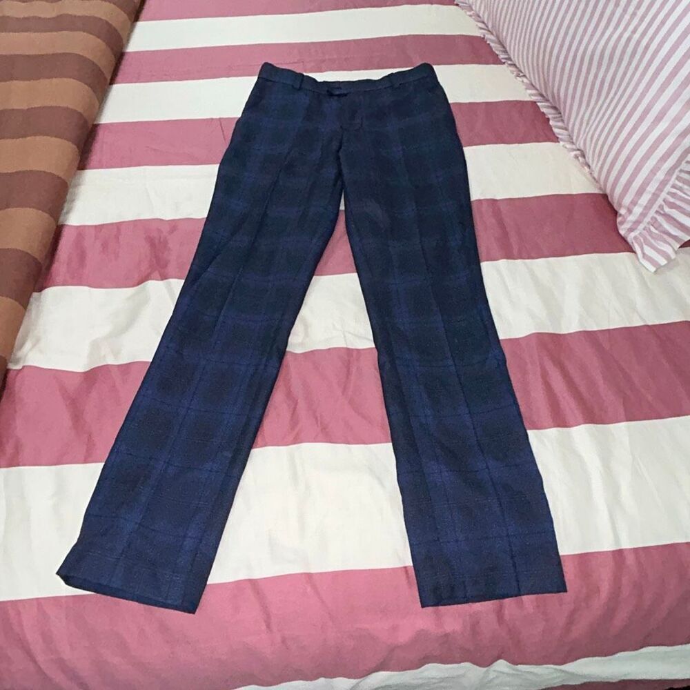 Leo & Zachary blue plaid dress pants sz 12